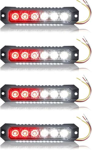 4 قطع أضواء ستروب للشاحنات، أضواء الطوارئ للمركبات الأضواء الوامضة، 6 مصابيح LED ستروب رأس ضوء الشبكة، لمركبات شاحنات الشرطة لرجال الإطفاء (أحمر وأبيض) in Saudi Arabia