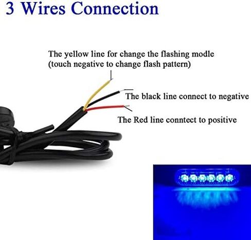 KaiDengZhe4pcs 6LED أزرق فائق النحافة مزامنة ميزة تحذير الطوارئ منارة خطر فلاش تحذير ستروب ضوء بار سطح جبل لشاحنة سيارة 12-24 فولت in Kuwait