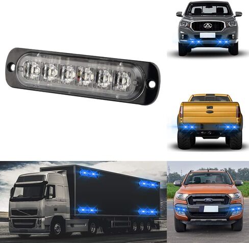 KaiDengZhe4pcs 6LED أزرق فائق النحافة مزامنة ميزة تحذير الطوارئ منارة خطر فلاش تحذير ستروب ضوء بار سطح جبل لشاحنة سيارة 12-24 فولت in Kuwait
