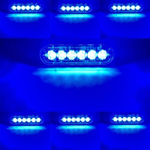 KaiDengZhe4pcs 6LED أزرق فائق النحافة مزامنة ميزة تحذير الطوارئ منارة خطر فلاش تحذير ستروب ضوء بار سطح جبل لشاحنة سيارة 12-24 فولت in Kuwait