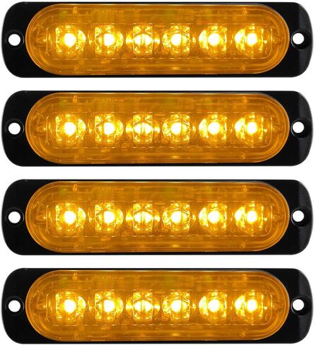 KaiDengZhe4pcs 6LED أزرق فائق النحافة مزامنة ميزة تحذير الطوارئ منارة خطر فلاش تحذير ستروب ضوء بار سطح جبل لشاحنة سيارة 12-24 فولت in Kuwait