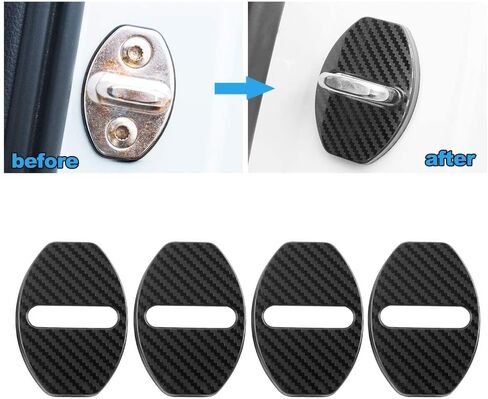 غطاء واقي لقفل باب السيارة من الفولاذ المقاوم للصدأ لسيارة Audi A3 A4 Allroad A5 A6 A7 A8 Q3 Q5 S3 S4 S6 S7 S8 SQ5 E-tron Car (عبوة من 4 قطع (نمط ألياف الكربون) in Kuwait