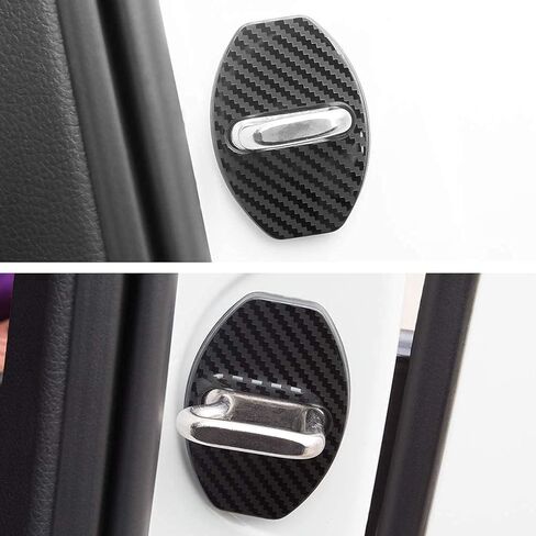 غطاء واقي لقفل باب السيارة من الفولاذ المقاوم للصدأ لسيارة Audi A3 A4 Allroad A5 A6 A7 A8 Q3 Q5 S3 S4 S6 S7 S8 SQ5 E-tron Car (عبوة من 4 قطع (نمط ألياف الكربون) in Kuwait