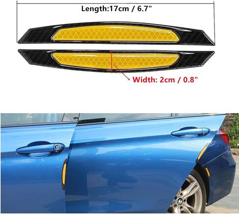 Universal 4Pcs Reflective Car Door Edge Guard Stickers Carbon Fiber Auto Car Door Edge Bump Protector Sticker for Car SUV Pickup Truck (Blue) in Saudi Arabia