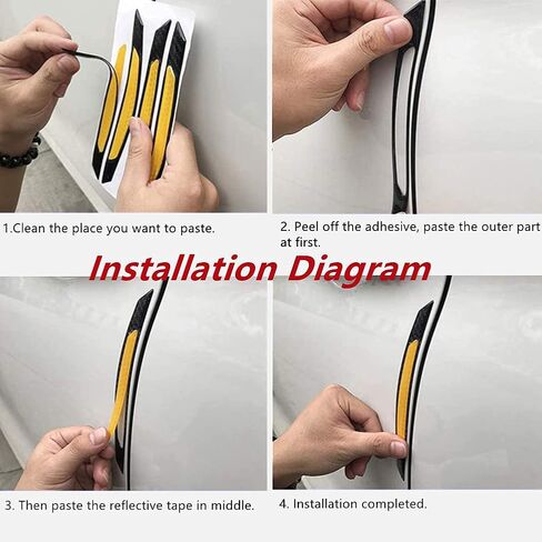 Universal 4Pcs Reflective Car Door Edge Guard Stickers Carbon Fiber Auto Car Door Edge Bump Protector Sticker for Car SUV Pickup Truck (Blue) in Saudi Arabia