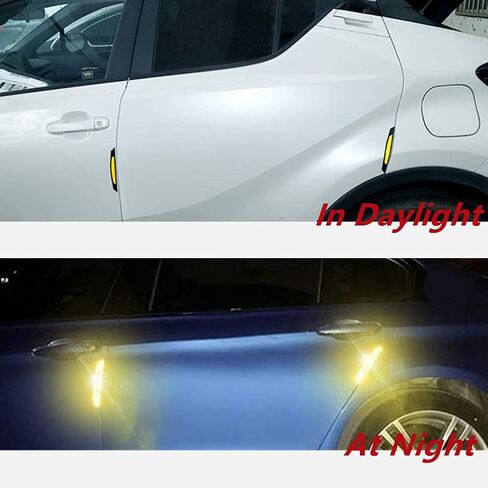 Universal 4Pcs Reflective Car Door Edge Guard Stickers Carbon Fiber Auto Car Door Edge Bump Protector Sticker for Car SUV Pickup Truck (Blue) in Saudi Arabia