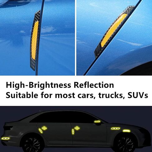 Universal 4Pcs Reflective Car Door Edge Guard Stickers Carbon Fiber Auto Car Door Edge Bump Protector Sticker for Car SUV Pickup Truck (Blue) in Saudi Arabia