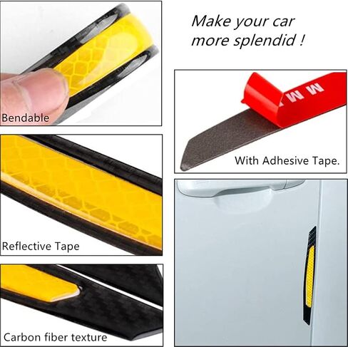 Universal 4Pcs Reflective Car Door Edge Guard Stickers Carbon Fiber Auto Car Door Edge Bump Protector Sticker for Car SUV Pickup Truck (Blue) in Saudi Arabia