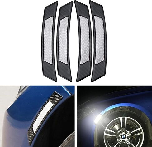Universal 4Pcs Reflective Car Door Edge Guard Stickers Carbon Fiber Auto Car Door Edge Bump Protector Sticker for Car SUV Pickup Truck (Blue) in Kuwait