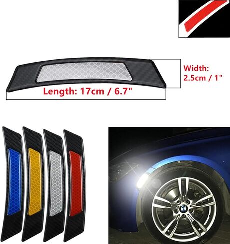 Universal 4Pcs Reflective Car Door Edge Guard Stickers Carbon Fiber Auto Car Door Edge Bump Protector Sticker for Car SUV Pickup Truck (Blue) in Kuwait