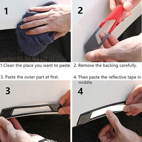 Universal 4Pcs Reflective Car Door Edge Guard Stickers Carbon Fiber Auto Car Door Edge Bump Protector Sticker for Car SUV Pickup Truck (Blue) in Kuwait