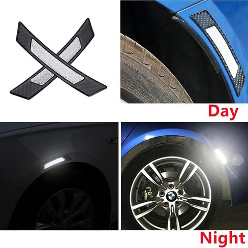 Universal 4Pcs Reflective Car Door Edge Guard Stickers Carbon Fiber Auto Car Door Edge Bump Protector Sticker for Car SUV Pickup Truck (Blue) in Kuwait