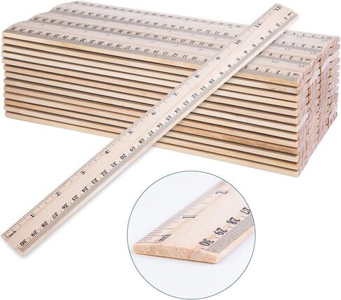 LovesTown 60 Pack Wooden Rulers, 12 Inch Ruler Bulk 2 Scale Measuring Rulers for Kids Students Office School Supplies Classroom in Saudi Arabia