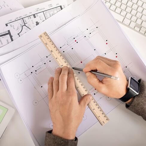 LovesTown 60 Pack Wooden Rulers, 12 Inch Ruler Bulk 2 Scale Measuring Rulers for Kids Students Office School Supplies Classroom in Saudi Arabia