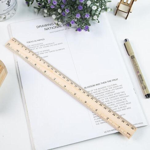 LovesTown 60 Pack Wooden Rulers, 12 Inch Ruler Bulk 2 Scale Measuring Rulers for Kids Students Office School Supplies Classroom in Saudi Arabia