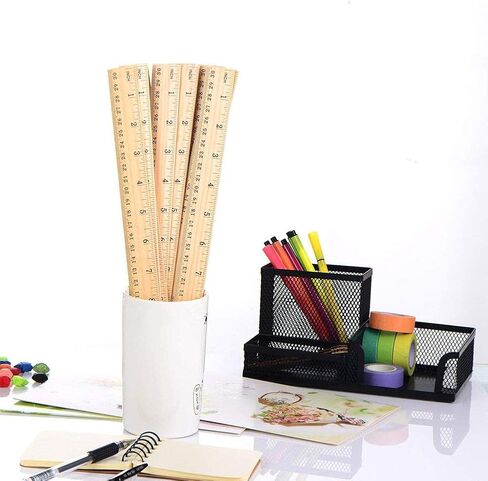 LovesTown 60 Pack Wooden Rulers, 12 Inch Ruler Bulk 2 Scale Measuring Rulers for Kids Students Office School Supplies Classroom in Saudi Arabia