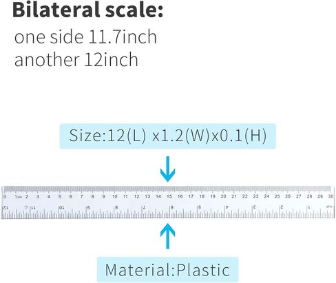 5 عبوات من المساطر الشفافة، مسطرة بلاستيكية مقاس 12 بوصة مسطرة مستقيمة بالسنتيمتر والبوصة، مجموعة مساطر للأطفال للمكتب المدرسي للطلاب in Kuwait