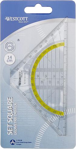 Westcott Set Square, Plastic, 14 cm, Transparent, Other Styles Available 1 Items 14 cm/mit Griff in Kuwait
