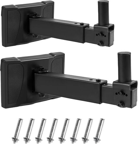 حوامل حائط مكبر صوت PA شديدة التحمل تدعم ما يصل إلى 100 رطل، حامل حامل حامل مكبر صوت قابل للتعديل على الحائط، حامل مكبر صوت مثبت على الحائط، دوار وإمالة (عبوتان باللون الأسود) in Kuwait