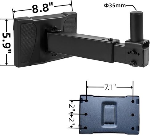 حوامل حائط مكبر صوت PA شديدة التحمل تدعم ما يصل إلى 100 رطل، حامل حامل حامل مكبر صوت قابل للتعديل على الحائط، حامل مكبر صوت مثبت على الحائط، دوار وإمالة (عبوتان باللون الأسود) in Kuwait