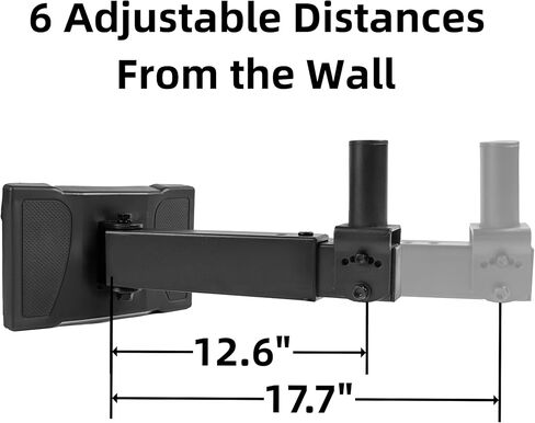 حوامل حائط مكبر صوت PA شديدة التحمل تدعم ما يصل إلى 100 رطل، حامل حامل حامل مكبر صوت قابل للتعديل على الحائط، حامل مكبر صوت مثبت على الحائط، دوار وإمالة (عبوتان باللون الأسود) in Kuwait
