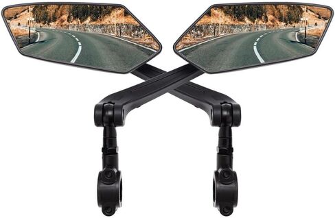 Homaisson مرآة الدراجة 2 حزمة، المقود جبل مرآة الدراجة دراجة مرايا الرؤية الخلفية مع عدسة زاوية واسعة HD الزجاج، Adjuatable للتدوير ل20-26mm المقود E-الدراجة الطريق الدراجة سكوتر in Kuwait