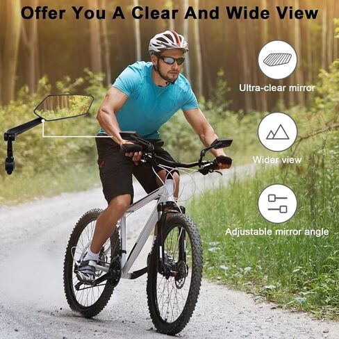 Homaisson مرآة الدراجة 2 حزمة، المقود جبل مرآة الدراجة دراجة مرايا الرؤية الخلفية مع عدسة زاوية واسعة HD الزجاج، Adjuatable للتدوير ل20-26mm المقود E-الدراجة الطريق الدراجة سكوتر in Kuwait