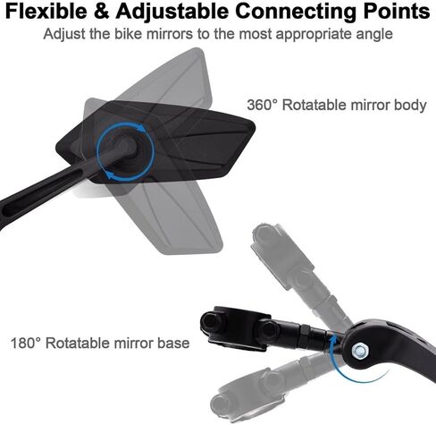 Homaisson مرآة الدراجة 2 حزمة، المقود جبل مرآة الدراجة دراجة مرايا الرؤية الخلفية مع عدسة زاوية واسعة HD الزجاج، Adjuatable للتدوير ل20-26mm المقود E-الدراجة الطريق الدراجة سكوتر in Kuwait