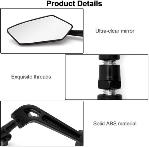 Homaisson مرآة الدراجة 2 حزمة، المقود جبل مرآة الدراجة دراجة مرايا الرؤية الخلفية مع عدسة زاوية واسعة HD الزجاج، Adjuatable للتدوير ل20-26mm المقود E-الدراجة الطريق الدراجة سكوتر in Kuwait