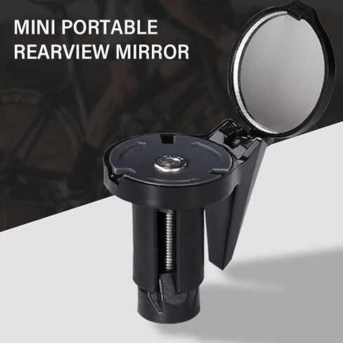 طقم مرآة دراجة حضرية صغيرة قابلة للتعديل مكون من قطعتين - مرآة مقود للرؤية الخلفية قابلة للطي - عدسة محدبة مع دوران 360 درجة (أسود) in Kuwait