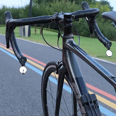 طقم مرآة دراجة حضرية صغيرة قابلة للتعديل مكون من قطعتين - مرآة مقود للرؤية الخلفية قابلة للطي - عدسة محدبة مع دوران 360 درجة (أسود) in Kuwait