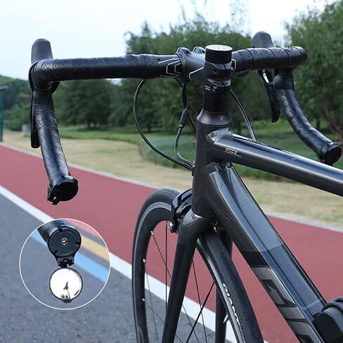 طقم مرآة دراجة حضرية صغيرة قابلة للتعديل مكون من قطعتين - مرآة مقود للرؤية الخلفية قابلة للطي - عدسة محدبة مع دوران 360 درجة (أسود) in Kuwait