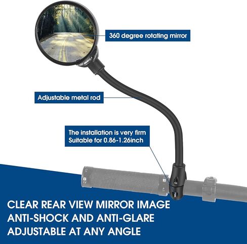مرآة دراجة جديدة 2023، مرايا دراجة قابلة للدوران وقابلة للتعديل للمقود، مرآة دراجة محدبة من الأكريليك، مرايا دراجة آمنة مقاومة للصدمات، مرآة رؤية خلفية لمقود الدراجة، مرايا دراجة للدراجة الكهربائية MTB... in Kuwait