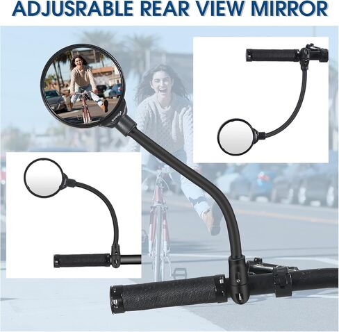 مرآة دراجة جديدة 2023، مرايا دراجة قابلة للدوران وقابلة للتعديل للمقود، مرآة دراجة محدبة من الأكريليك، مرايا دراجة آمنة مقاومة للصدمات، مرآة رؤية خلفية لمقود الدراجة، مرايا دراجة للدراجة الكهربائية MTB... in Kuwait