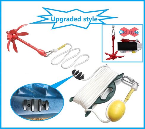Anchor for Kayak and Jet Ski, 3.5 lb with Rope for Paddle Board Pontoon PWC SUP Canoe Accessories, Boat Anchor Kit,Folding Grapnel Anchor, red in Saudi Arabia