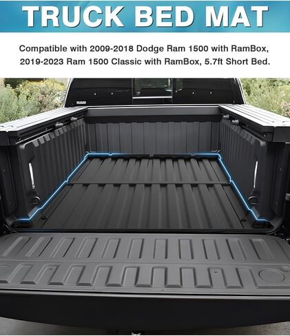 حصيرة سرير الشاحنة متوافقة مع 2009-2018 دودج رام 1500/2019-2023 رام 1500 كلاسيك مع صندوق رام، فقط لسرير 5.7 قدم، بطانة سرير متينة لجميع الأحوال الجوية باللون الأسود in Kuwait