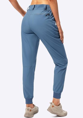 سراويل Pudolla النسائية خفيفة الوزن للمشي لمسافات طويلة ومقاومة للماء للسفر والتخييم والمشي مع جيوب بسحاب (أزرق داكن متوسط) in Kuwait