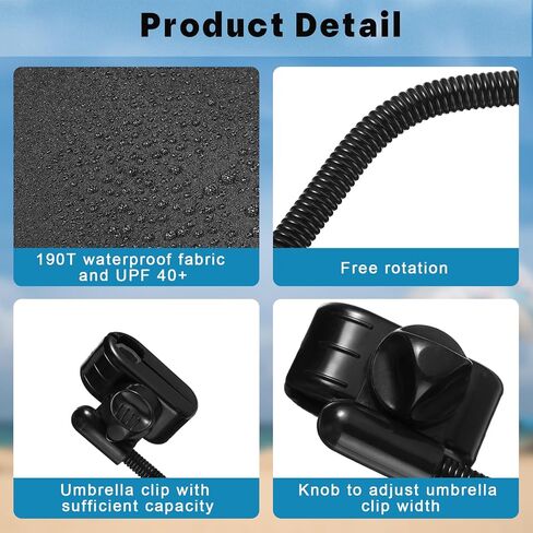Sanwuta 2 Sets Chair Umbrella with Clamp, UPF 40+ Beach Umbrella, 360 Degrees Adjustable Stroller Umbrella, 42" Shade Umbrella for Beach Chair Camping Chair Wheelchair Stroller Patio Chair Golf Carts in Saudi Arabia