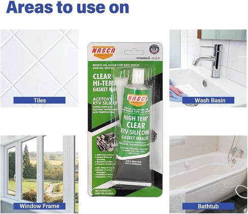 Maximum Oil Resistance Maximum Temperature RTV Silicone Gasket Maker, Sensor Safe, Non-Corrosive, for High Flex and Oil Resistant Applications. All-Purpose RTV Silicone Sealant -3 oz, Clear in Kuwait