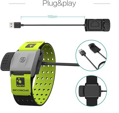 شاحن TUSITA متوافق مع Scosche Rhythm+ Plus - كابل شحن USB 100 سم - ملحقات مراقبة معدل ضربات القلب in Kuwait