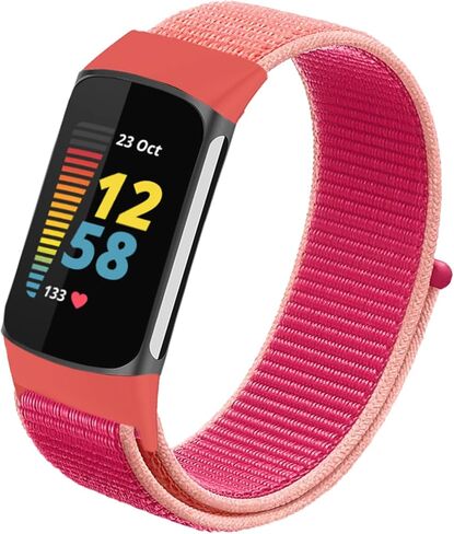 Nylon Bands Only Compatible with Fitbit Charge 5 Bands, Soft Breathable Adjustable Replacement Nylon Loop Wristband Sport Strap for Women Men in Saudi Arabia
