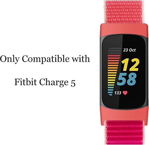 Nylon Bands Only Compatible with Fitbit Charge 5 Bands, Soft Breathable Adjustable Replacement Nylon Loop Wristband Sport Strap for Women Men in Saudi Arabia