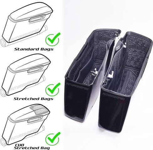 منظم بطانات Harley Saddlebag 2 في 1 لحقائب السرج القياسية 14-22 OEM بطانة CVO أكياس السرج المدببة بطانات حقيبة السرج المنزلقة بطانات حقيبة السرج الممتدة، أسود، مقاس واحد in Saudi Arabia