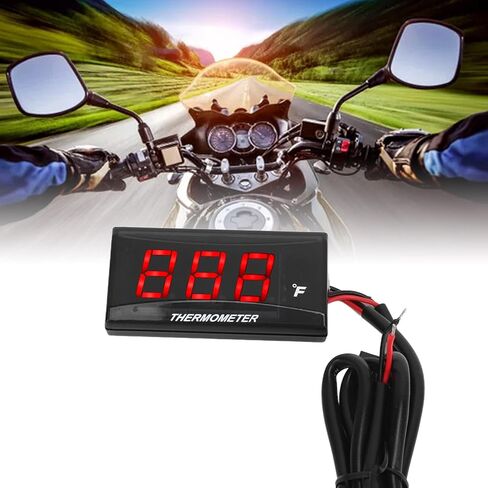 Motorcycle Water Temperature Gauge Ultra Thin LCD Display ABS Housing Water Temp Meter for Modification DC12V Material: ABS, LCD Strong Light Source, Even Digital Display (Green) in Saudi Arabia