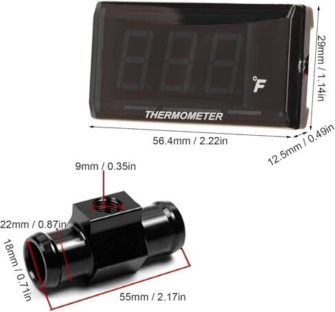 Motorcycle Water Temperature Gauge Ultra Thin LCD Display ABS Housing Water Temp Meter for Modification DC12V Material: ABS, LCD Strong Light Source, Even Digital Display (Green) in Saudi Arabia