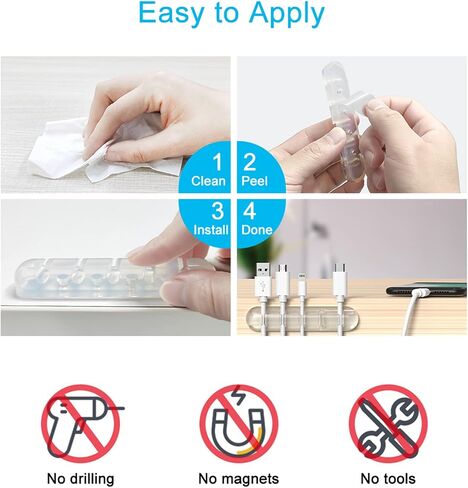 INCHOR Cord Organizer, Clear Cable Organizer Cord Holder, Wire Organizer USB Cable Management Cord Keeper, 3 Packs Cable Clips for Car Home and Office (7, 5, 3 Slots) in Kuwait