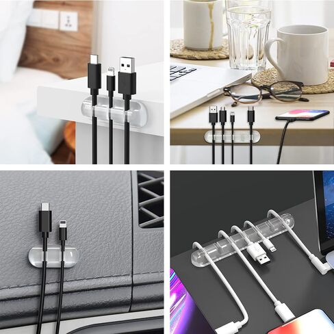 INCHOR Cord Organizer, Clear Cable Organizer Cord Holder, Wire Organizer USB Cable Management Cord Keeper, 3 Packs Cable Clips for Car Home and Office (7, 5, 3 Slots) in Kuwait