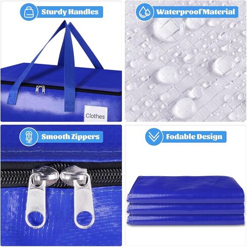 4 Pack-76L Heavy Duty Moving Bags, Moving Boxes with Reinforced Handles ＆ Premium Zippers, Storage Totes for Space Saving, Packing ＆ Moving Storage in Saudi Arabia