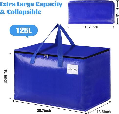 4 Pack-76L Heavy Duty Moving Bags, Moving Boxes with Reinforced Handles ＆ Premium Zippers, Storage Totes for Space Saving, Packing ＆ Moving Storage in Saudi Arabia