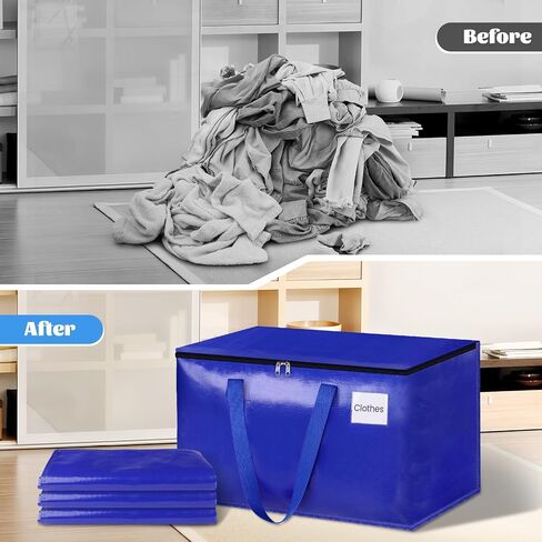 4 Pack-76L Heavy Duty Moving Bags, Moving Boxes with Reinforced Handles ＆ Premium Zippers, Storage Totes for Space Saving, Packing ＆ Moving Storage in Saudi Arabia